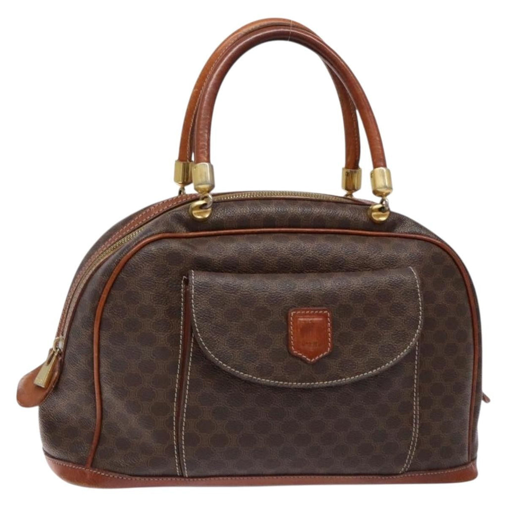 Celine Macadam Handbag Macadam With Leather Brown Canvas Handbag (Authentic Pre-Loved)