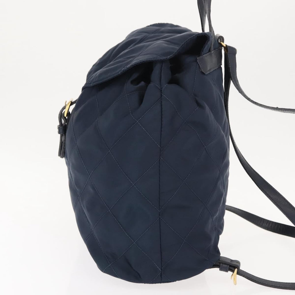 Prada Buckle Backpack Quilted Tessuto Navy Nylon Backpack Bag (Authentic Pre-Loved)