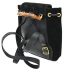 Gucci Vintage Bamboo Backpack Suede Black Suede Backpack Bag (Authentic Pre-Loved)