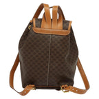 Celine Vintage Macadam Backpack Canvas And Leather Brown Pvc Backpack Bag (Authentic Pre-Loved)