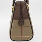 Burberry Nova Check Boston Bag Canvas Beige Canvas Handbag (Authentic Pre-Loved)