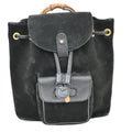 Gucci Vintage Bamboo Backpack Suede Black Suede Backpack Bag (Authentic Pre-Loved)