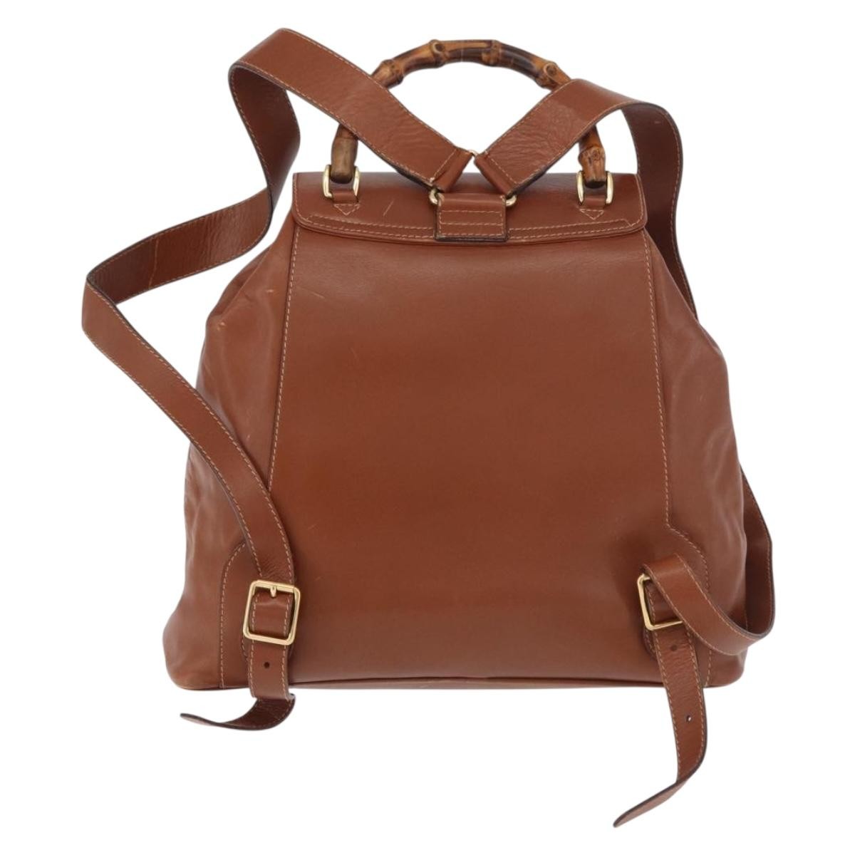 Gucci Vintage Bamboo Backpack Leather Brown Leather Backpack Bag (Pre-Loved)