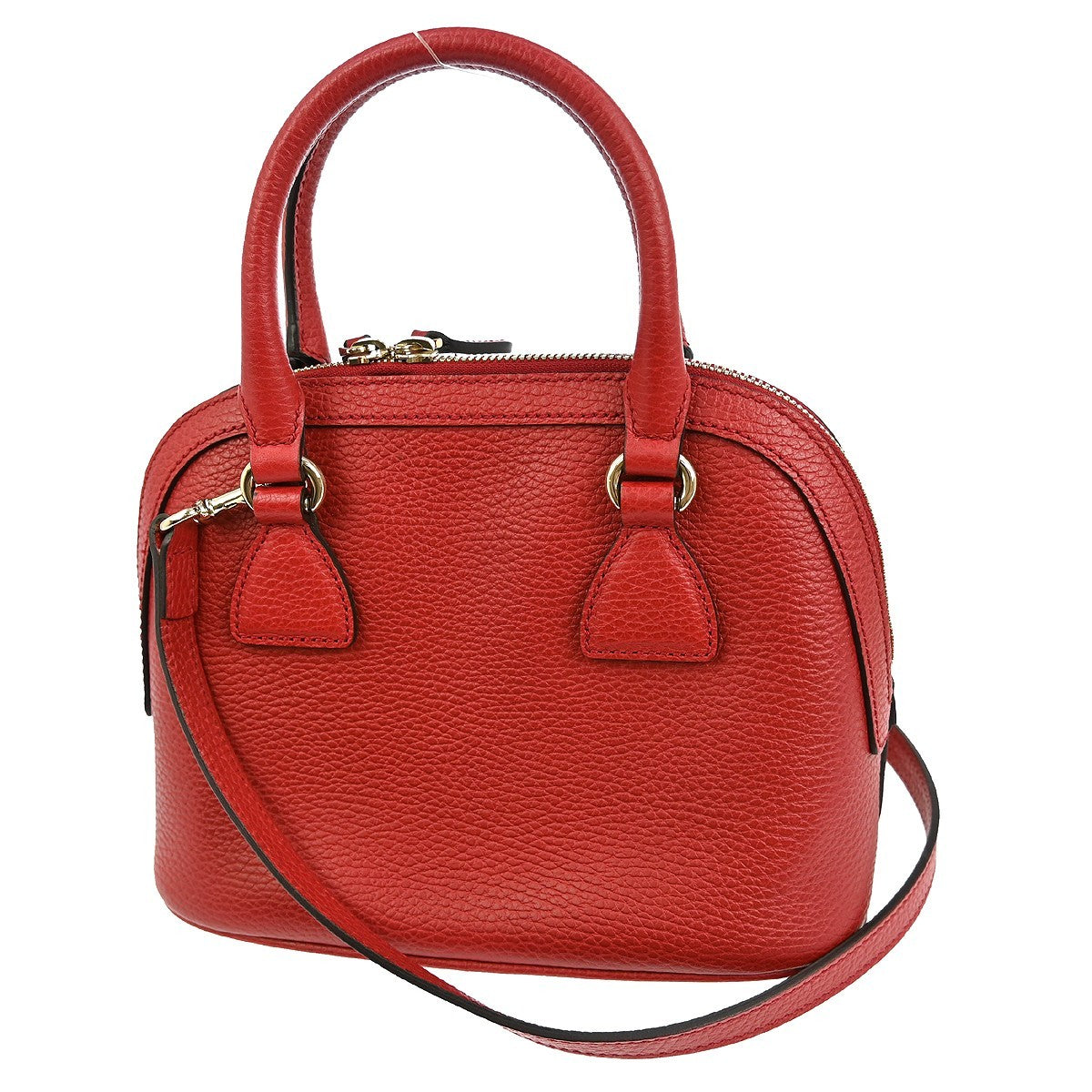 Gucci Convertible Dome Satchel Leather Red Leather Handbag (Authentic Pre-Loved)