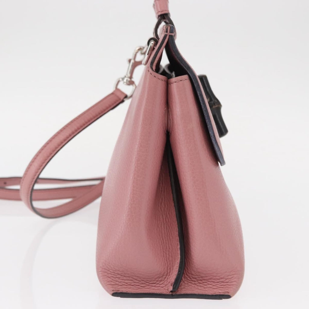 Gucci Bamboo Daily Top Handle Bag Leather Pink Leather Handbag (Authentic Pre-Loved)