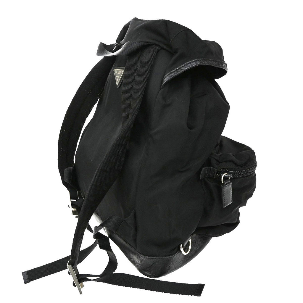 Prada Double Front Pocket Backpack Tessuto Black Nylon Backpack Bag (Authentic Pre-Loved)