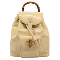 Gucci Vintage Bamboo Backpack Patent Beige Patent_Leather Backpack Bag (Authentic Pre-Loved)