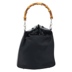 Gucci Vintage Bamboo Bucket Bag Nylon And Leather Black Nylon Handbag (Authentic Pre-Loved)