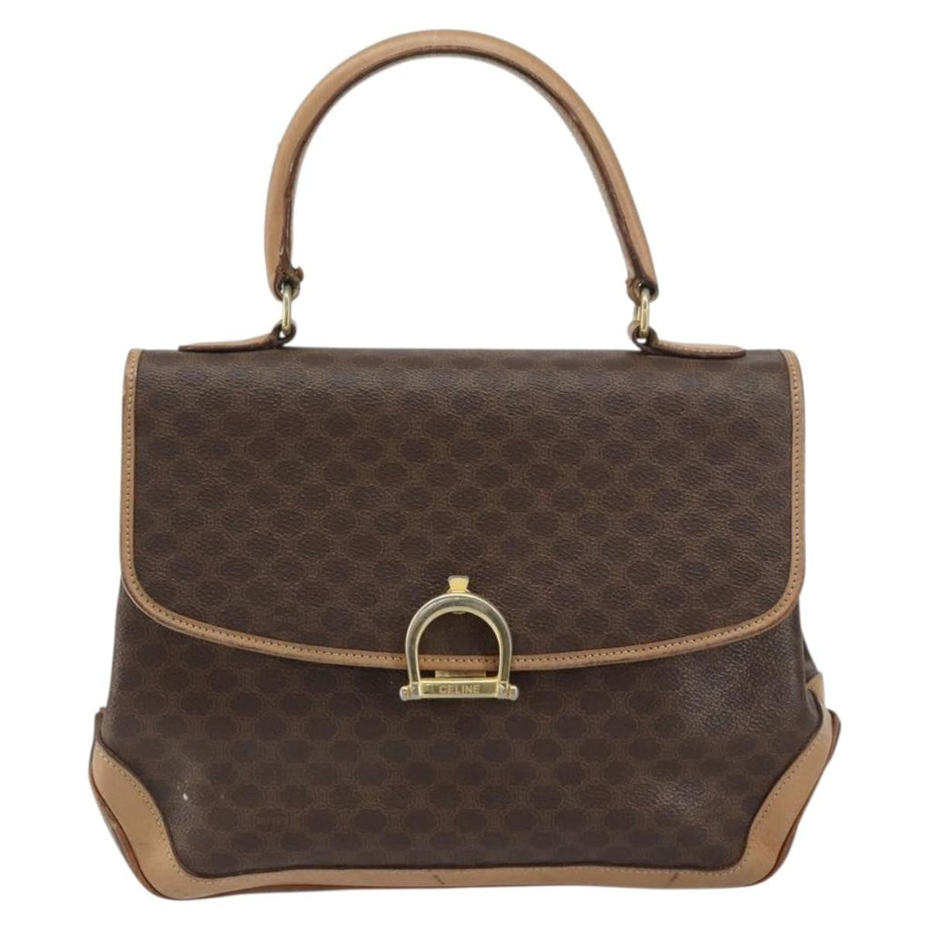 Celine Vintage Macadam Handbag Canvas Brown Pvc Handbag (Authentic Pre-Loved)