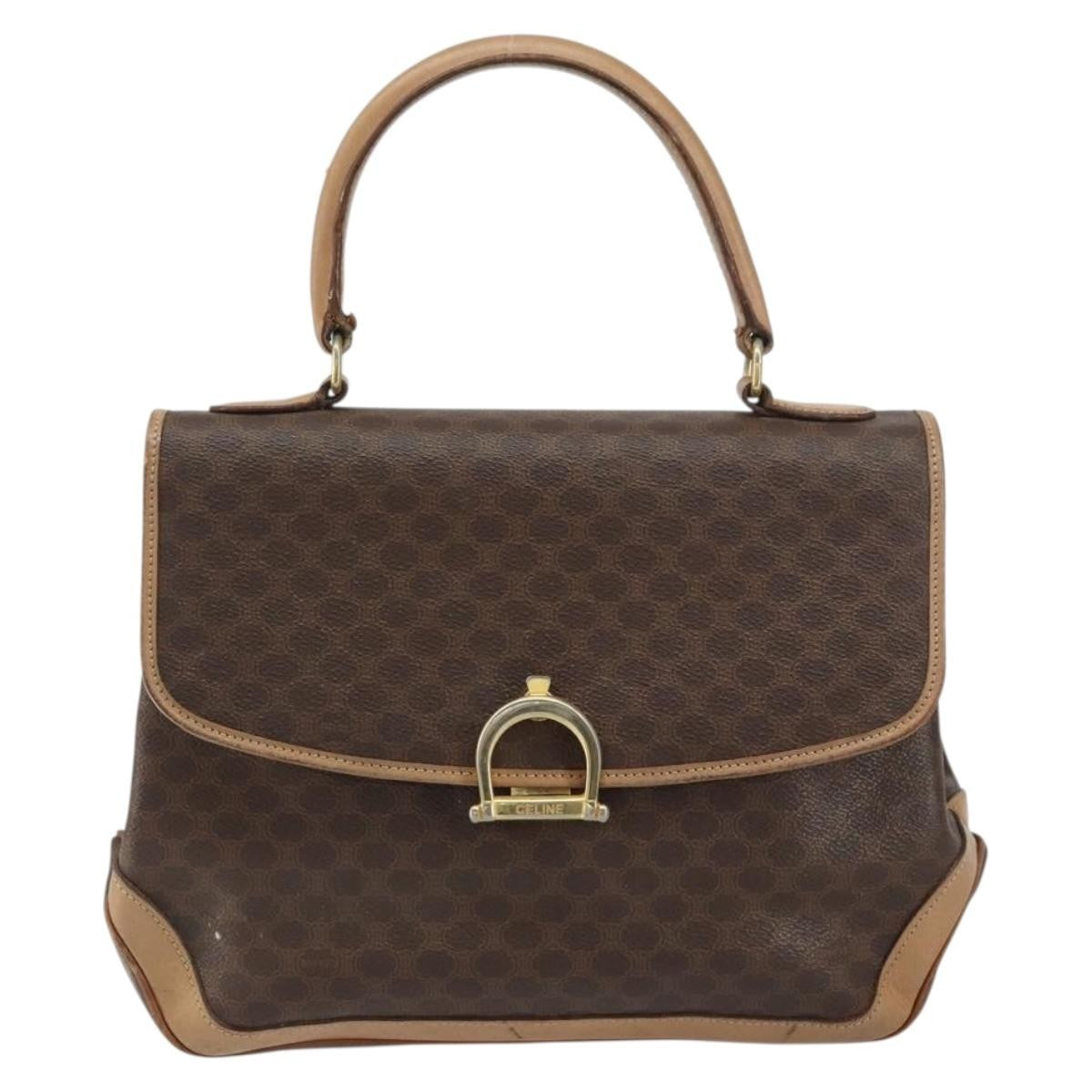 Celine Vintage Macadam Handbag Canvas Brown Pvc Handbag (Authentic Pre-Loved)
