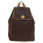Celine Vintage Drawstring Flap Backpack Macadam Coated Canvas Brown Canvas Backpack Bag (Authentic Pre-Loved)