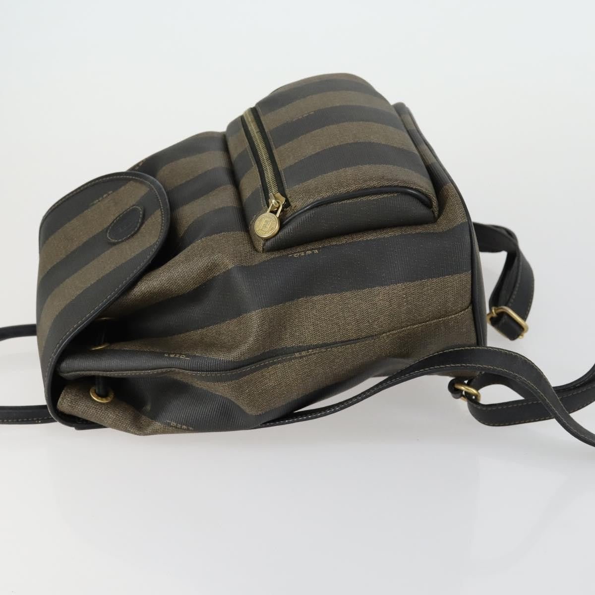 Fendi Pequin Front Pocket Backpack Coated Canvas Brown Pvc Backpack Bag (Authentic Pre-Loved)
