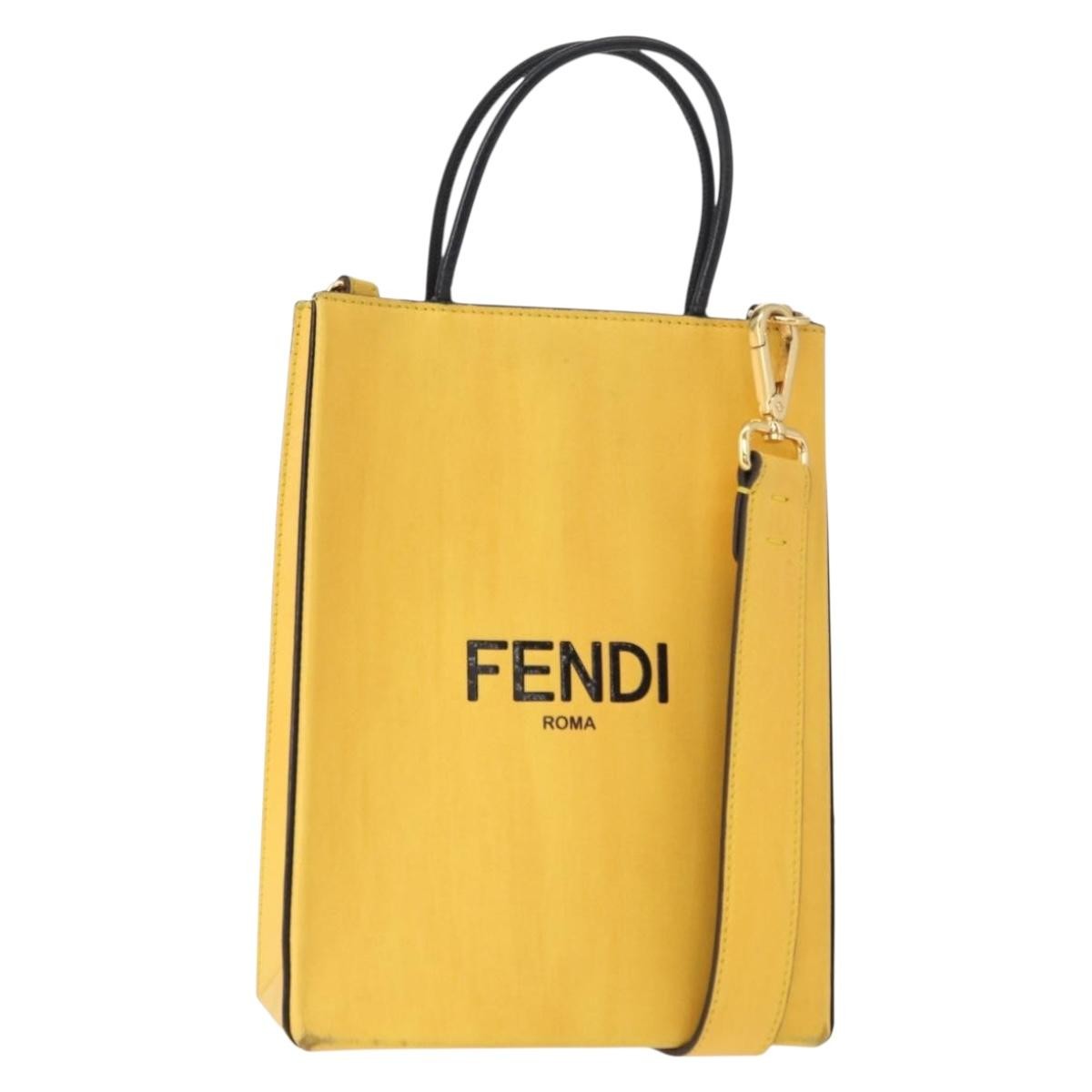 Fendi Pack Shopping Tote Leather Yellow Leather Handbag (Authentic Pre-Loved)