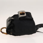 Gucci Vintage Bamboo Backpack Nylon And Patent Leather Black Nylon Backpack Bag (Authentic Pre-Loved)