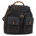 Gucci Vintage Bamboo Backpack Suede Navy Suede Backpack Bag (Authentic Pre-Loved)