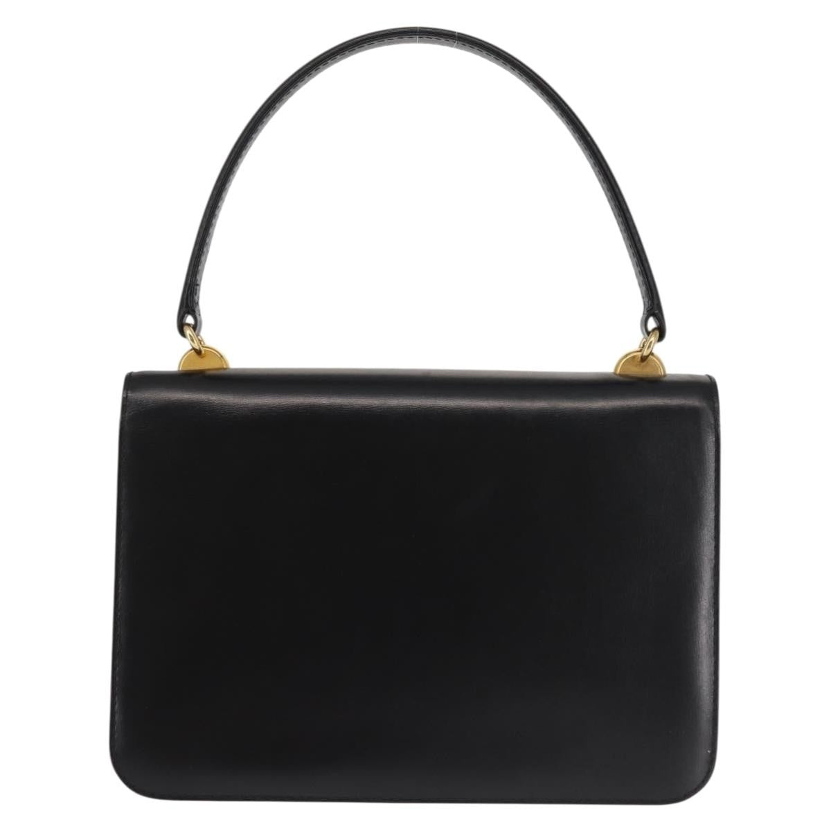 Gucci 1973 Flap Top Handle Bag Leather Black Leather Handbag (Authentic Pre-Loved)