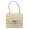Celine Vintage Top Handle Bag Glazed Leather Ecru Leather Handbag (Authentic Pre-Loved)