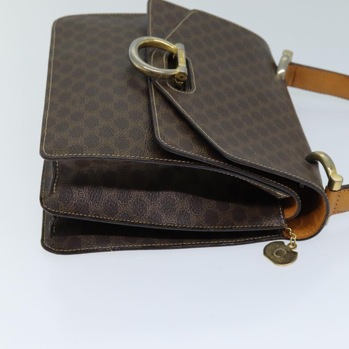 Celine Macadam Handbag Macadam With Leather Brown Canvas Handbag (Authentic Pre-Loved)