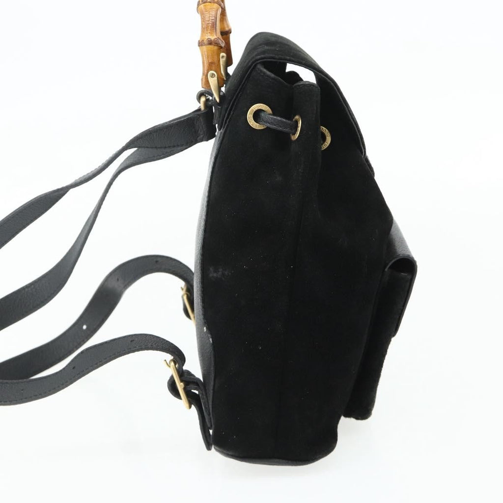 Gucci Gucci Bamboo Backpack Daim Black Suede Backpack Bag (Pre-Loved)