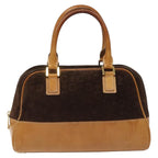 Celine C Macadam Handbag Suede And Leather Brown Suede Handbag (Authentic Pre-Loved)