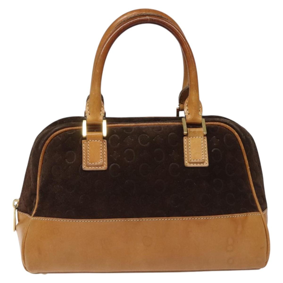 Celine C Macadam Handbag Suede And Leather Brown Suede Handbag (Authentic Pre-Loved)