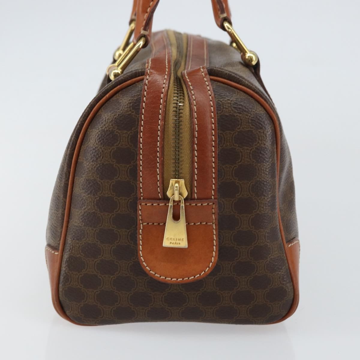Celine Vintage Macadam Handbag Canvas And Leather Brown Canvas Handbag (Authentic Pre-Loved)