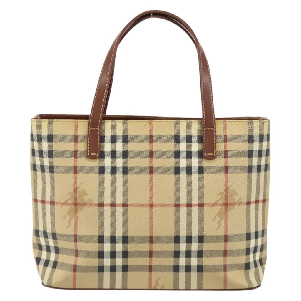 Burberry Top Handle Tote Haymarket Coated Canvas Beige Canvas Handbag (Authentic Pre-Loved)
