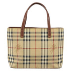 Burberry Top Handle Tote Haymarket Coated Canvas Beige Canvas Handbag (Authentic Pre-Loved)