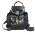 Gucci Vintage Bamboo Backpack Nylon And Patent Leather Black Nylon Backpack Bag (Authentic Pre-Loved)