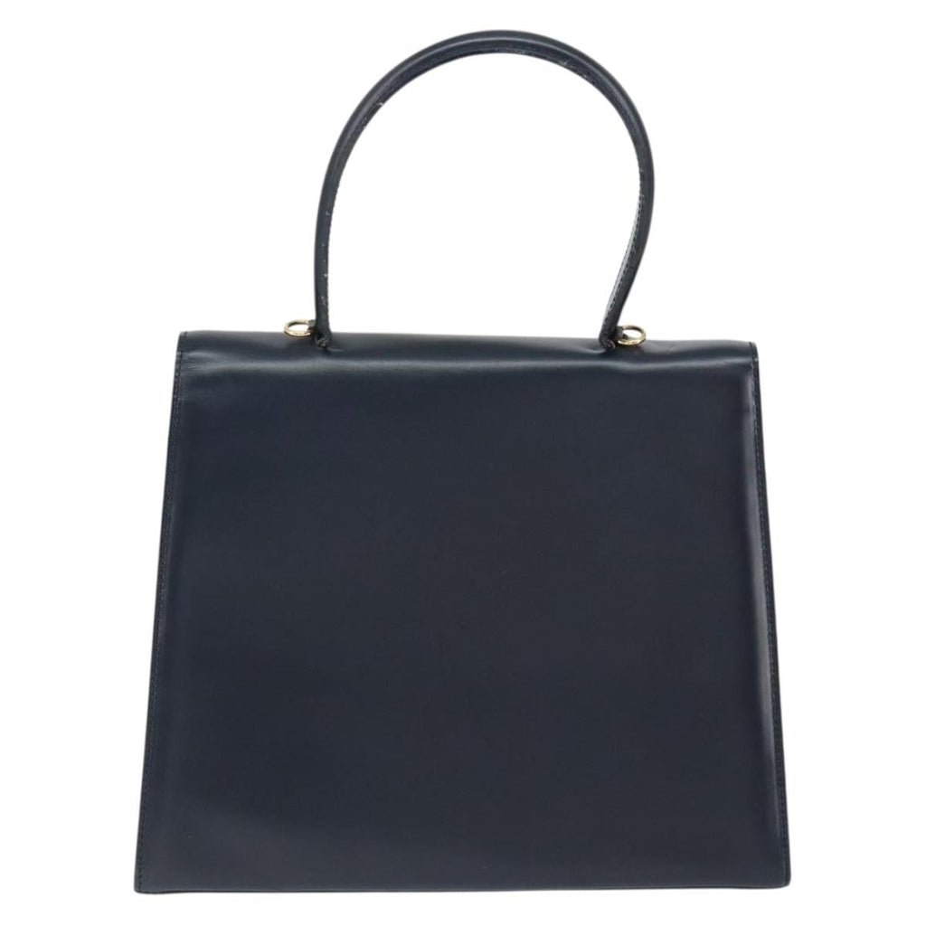 Celine Circle Logo Handbag Leather Navy Leather Handbag (Authentic Pre-Loved)