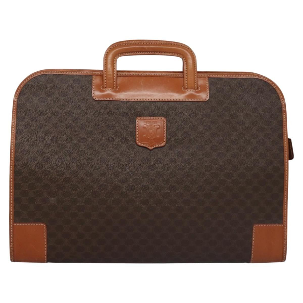 Celine Macadam Briefcase Canvas And Leather Brown Canvas Briefcase Bag (Authentic Pre-Loved)