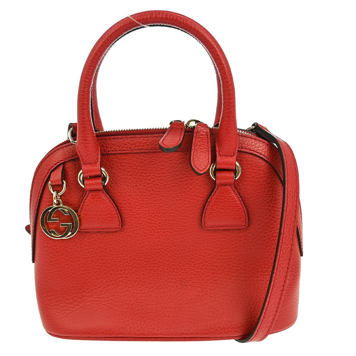 Gucci Convertible Dome Satchel Leather Red Leather Handbag (Authentic Pre-Loved)