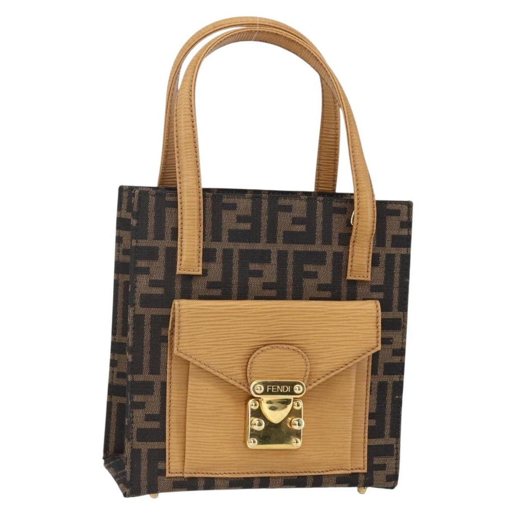 Fendi Vintage Top Handle Bag Zucca Canvas Brown Canvas Handbag (Authentic Pre-Loved)
