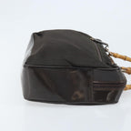 Gucci Vintage Bamboo Handle Bag Nylon Brown Nylon Handbag (Authentic Pre-Loved)