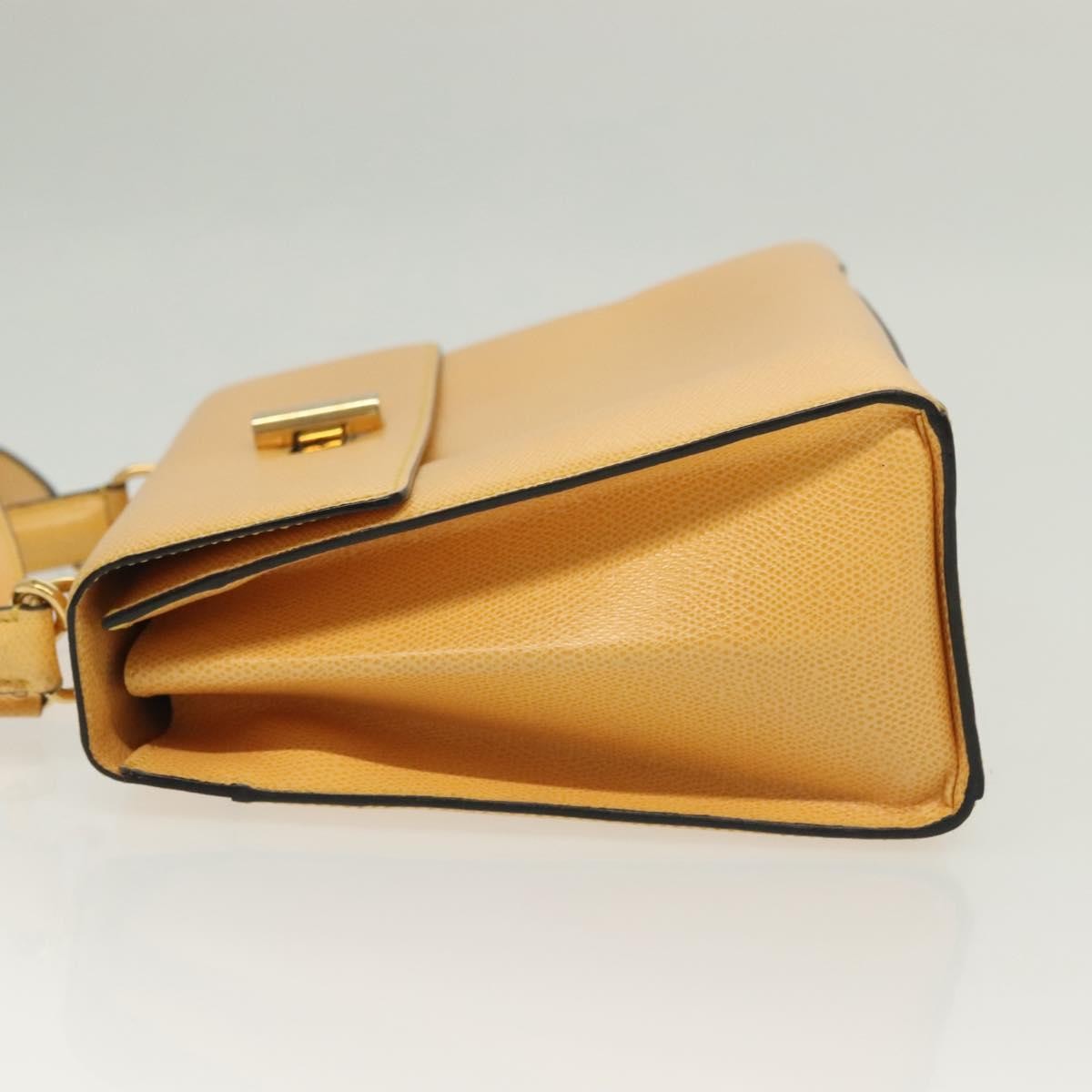 Celine Vintage Convertible Turnlock Top Handle Bag Leather Yellow Leather Bag (Authentic Pre-Loved)