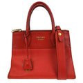 Prada Paradigme Tote Saffiano With City Calf Red Leather Handbag (Authentic Pre-Loved)