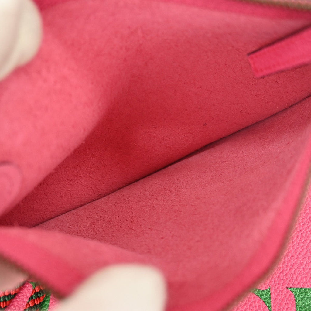 Gucci Logo Drawstring Backpack Printed Leather Pink Leather Backpack Bag (Authentic Pre-Loved)