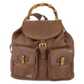 Gucci Vintage Bamboo Backpack Leather Brown Leather Backpack Bag (Authentic Pre-Loved)