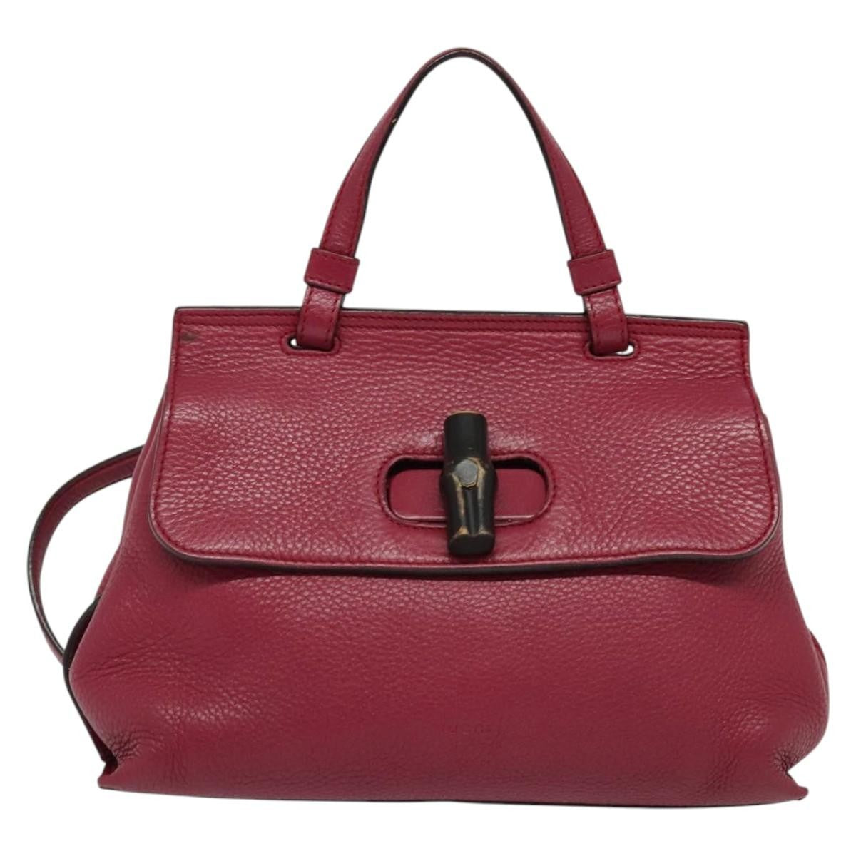 Gucci Bamboo Daily Top Handle Bag Leather Pink Leather Bag (Authentic Pre-Loved)