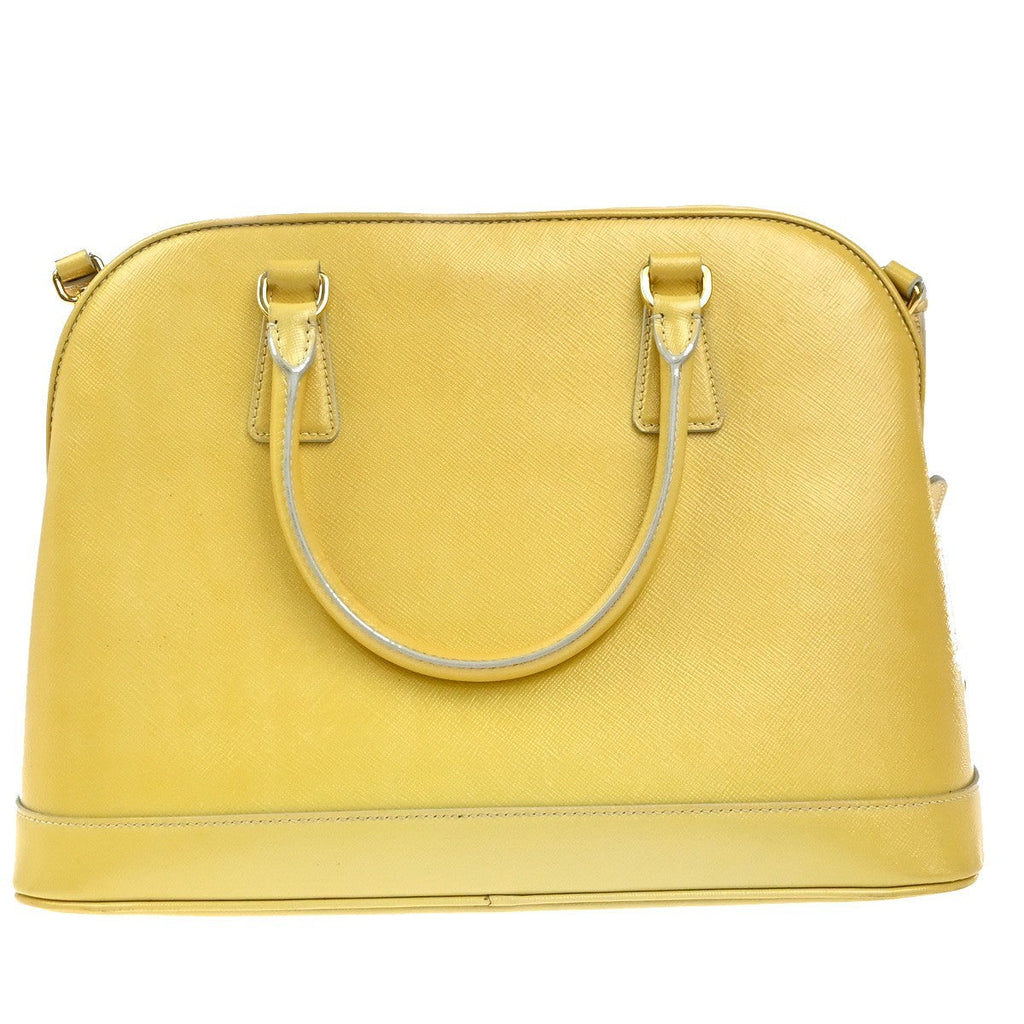Prada Open Promenade Bag Saffiano Leather Yellow Leather Handbag (Authentic Pre-Loved)