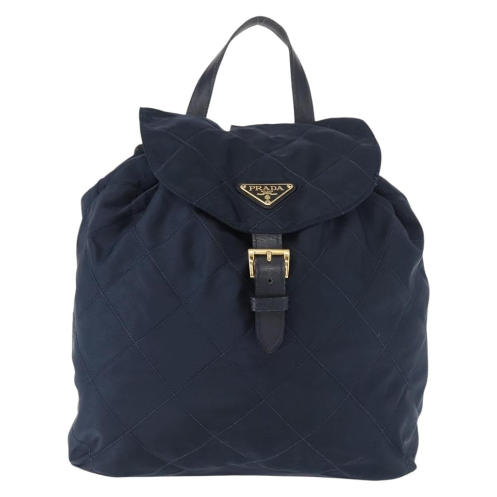 Prada Buckle Backpack Quilted Tessuto Navy Nylon Backpack Bag (Authentic Pre-Loved)