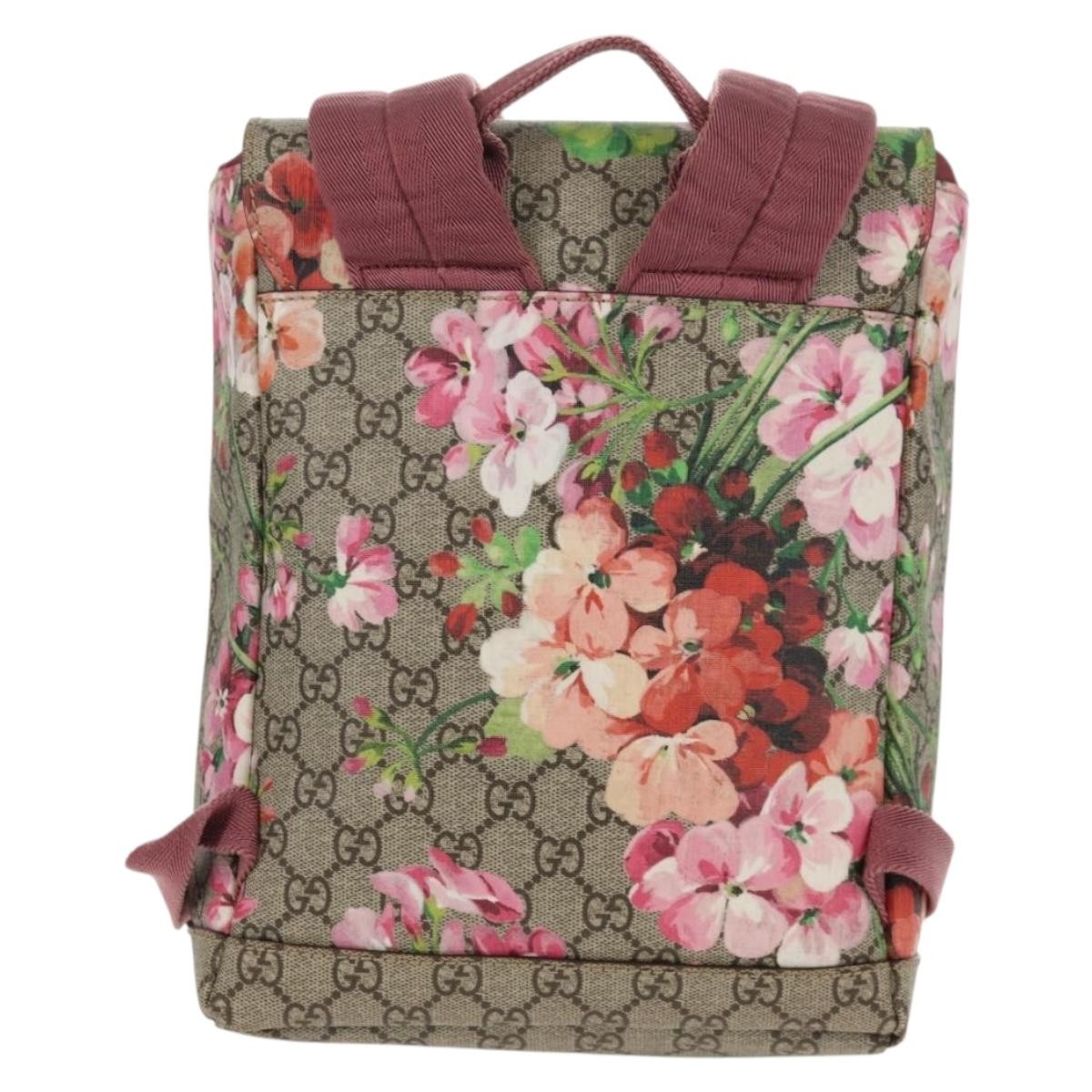 Gucci Buckle Backpack Blooms Print Gg Coated Canvas Beige Canvas Backpack Bag (Authentic Pre-Loved)