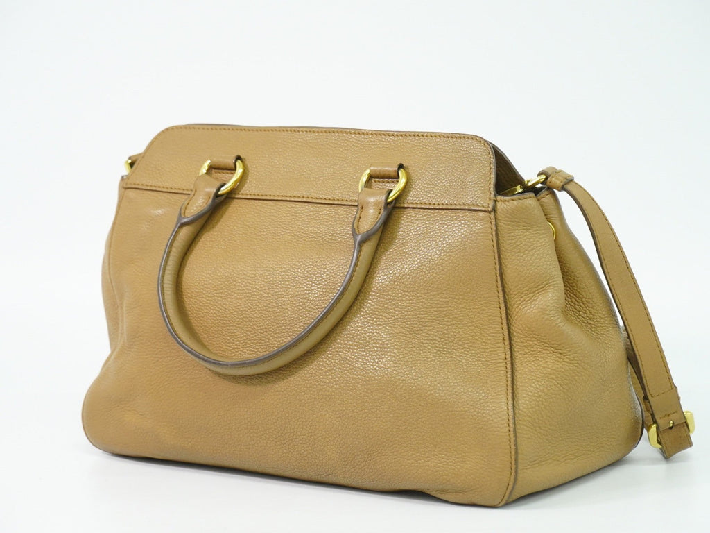 Prada Vintage Handbag Leather Beige Leather Handbag (Authentic Pre-Loved)