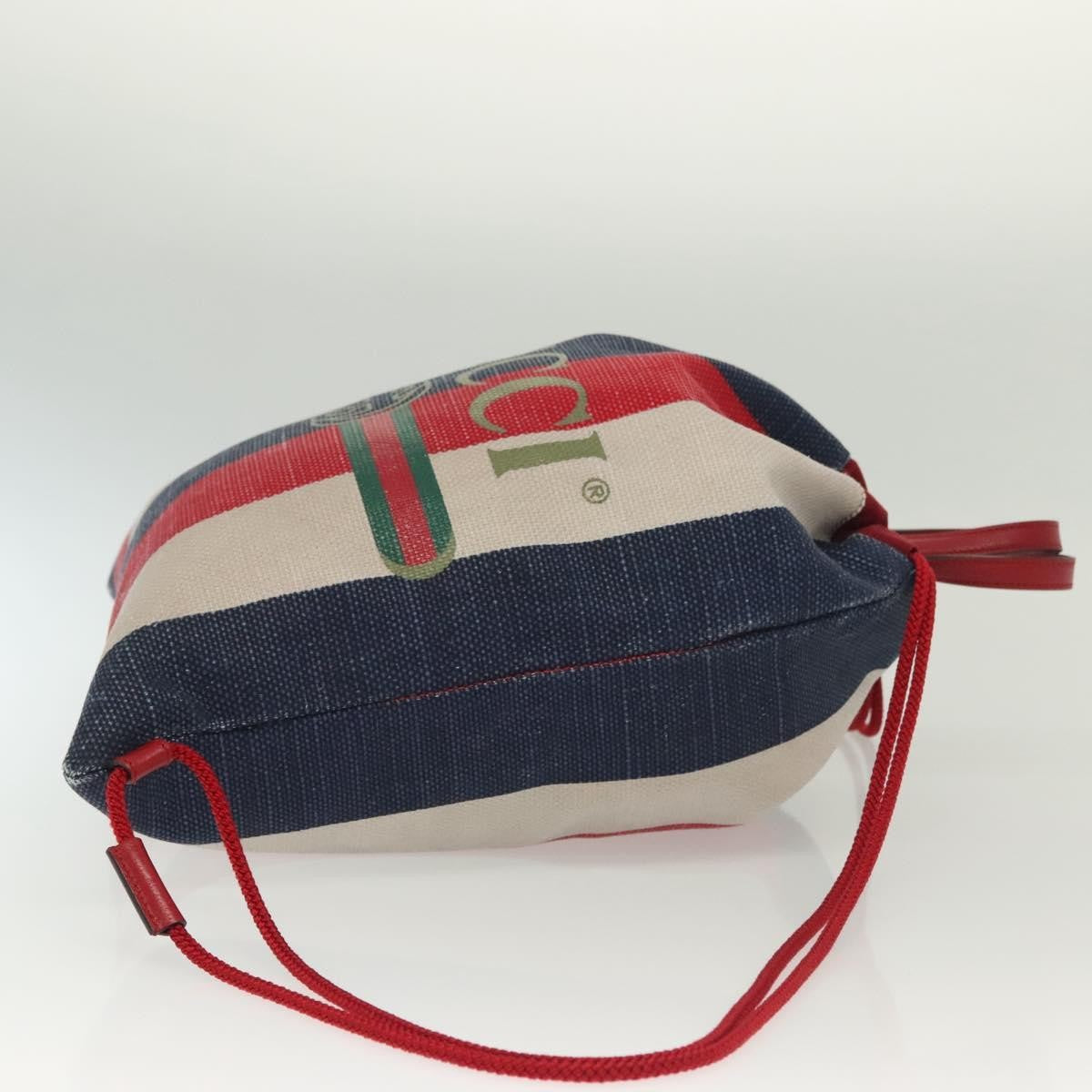 Gucci Logo Drawstring Backpack Striped Canvas Multicolour Canvas Backpack Bag (Authentic Pre-Loved)