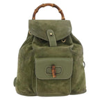 Gucci Gucci Bamboo Backpack Daim Khaki Leather Backpack Bag (Authentic Pre-Loved)