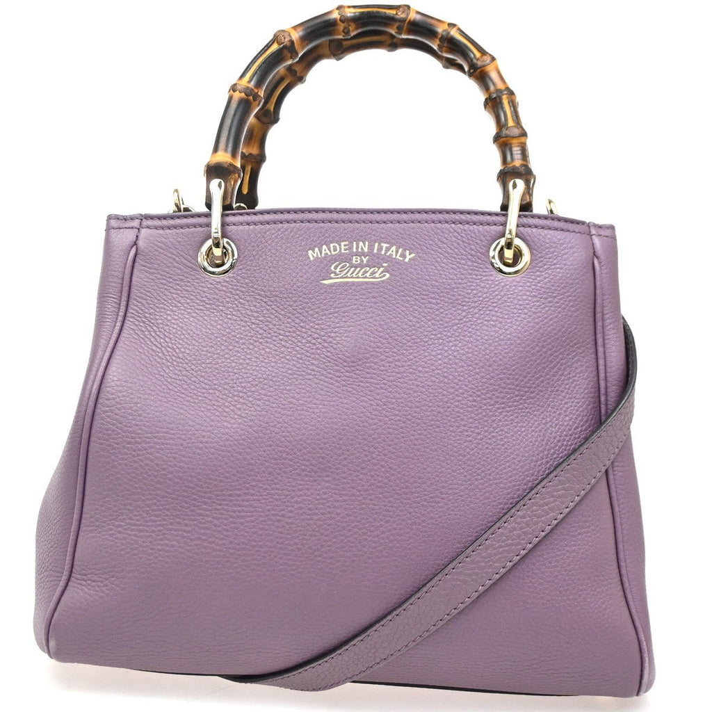 Gucci Bamboo Shopper Tote Leather Purple Leather Handbag (Authentic Pre-Loved)
