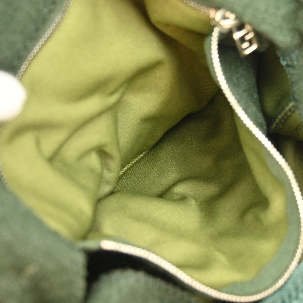 Fendi Vintage Flap Shoulder Bag Zucchino Canvas With Leather Green Canvas Handbag (Authentic Pre-Loved)