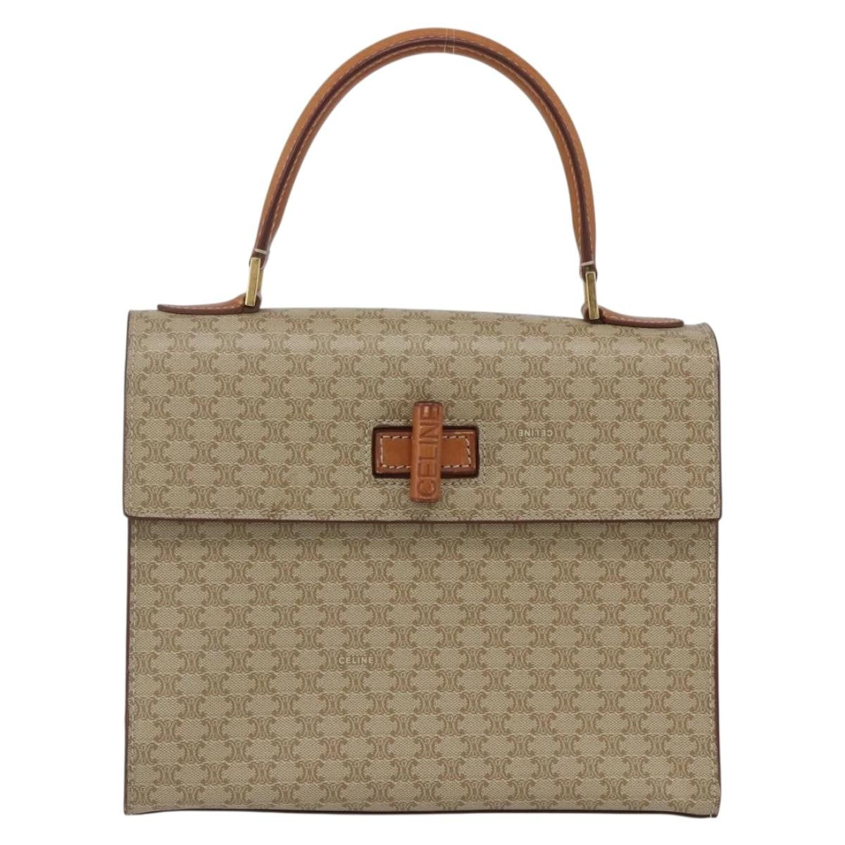 Celine Vintage Macadam Handbag Canvas And Leather Beige Canvas Handbag (Authentic Pre-Loved)