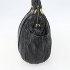 Prada Waves Hobo Leather And Tessuto Black Leather Handbag (Authentic Pre-Loved)