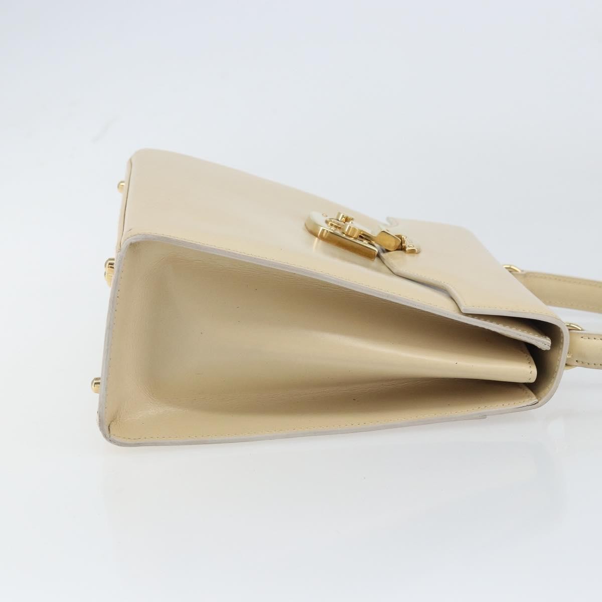 Gucci Vintage Lady Lock Top Handle Bag Leather Beige Leather Handbag (Authentic Pre-Loved)